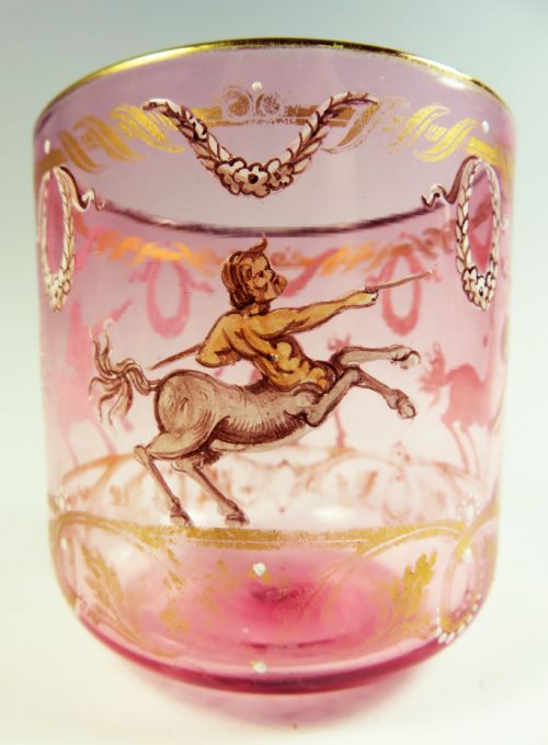LOBMEYR CRANBERRY ENAMELED GLASS BEAKER - ADDITIONAL PHOTO 4