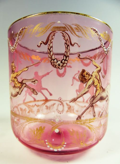 LOBMEYR CRANBERRY ENAMELED GLASS BEAKER - ADDITIONAL PHOTO 5