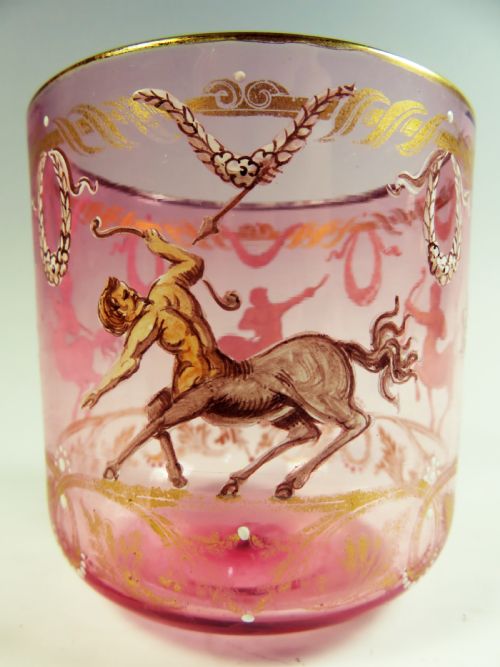 LOBMEYR CRANBERRY ENAMELED GLASS BEAKER - ADDITIONAL PHOTO 6