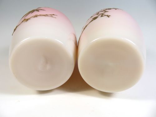 PAIR OF ORANGE PEACHBLOW GILDED URANIUM GLASS VASES - ADDITIONAL PHOTO 5