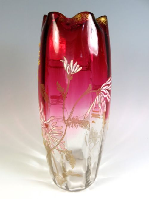 LARGE LEGRAS MONT JOYE ENAMEL CHRYSANTHEMUM VASE - ADDITIONAL PHOTO 2