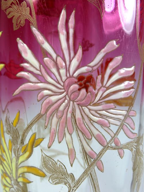 LARGE LEGRAS MONT JOYE ENAMEL CHRYSANTHEMUM VASE - ADDITIONAL PHOTO 7