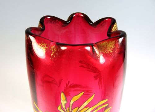 LARGE LEGRAS MONT JOYE ENAMEL CHRYSANTHEMUM VASE - ADDITIONAL PHOTO 8