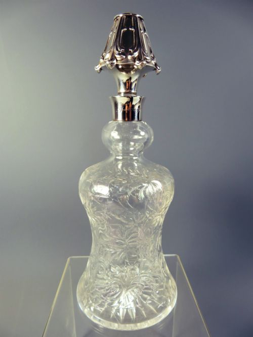 STEVENS AND WILLIAMS CUT GLASS DECANTER TIFFANY CO SILVER MOUNTS - ADDITIONAL PHOTO 1