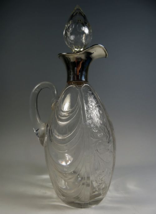 STEVENS AND WILLIAMS CUT GLASS CLARET JUG WILLIAM COMYNS SILVER MOUNT - ADDITIONAL PHOTO 1