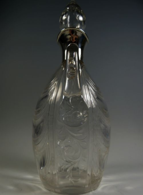 STEVENS AND WILLIAMS CUT GLASS CLARET JUG WILLIAM COMYNS SILVER MOUNT - ADDITIONAL PHOTO 3