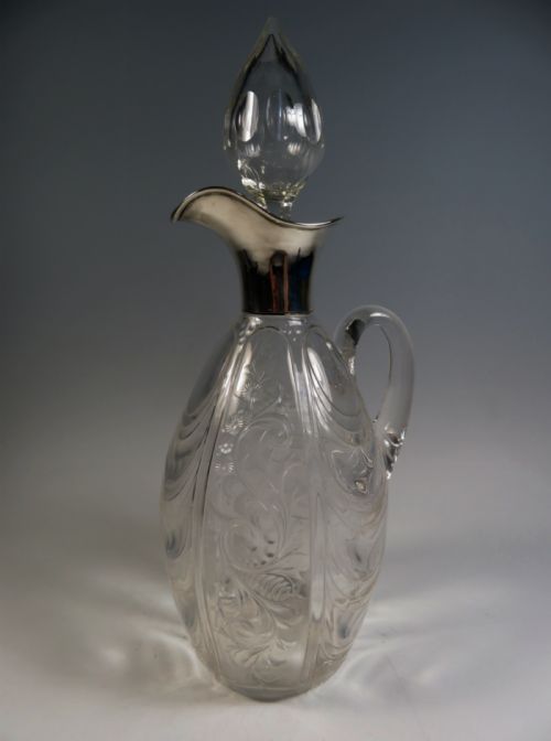 STEVENS AND WILLIAMS CUT GLASS CLARET JUG WILLIAM COMYNS SILVER MOUNT - ADDITIONAL PHOTO 8