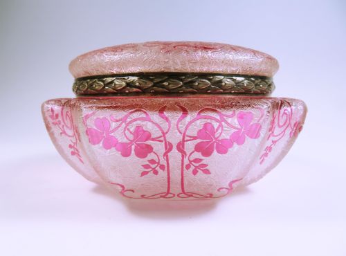 baccarat silver mounted cameo glass pot and cover - CATEGORY: ANTIQUE GLASS - DATED 1900