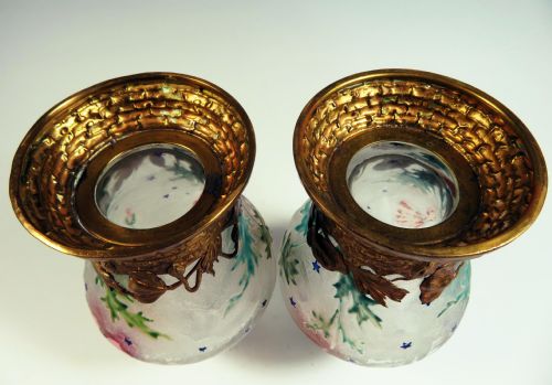 FRENCH CAMEO GLASS METAL MOUNTED VASES - ADDITIONAL PHOTO 7