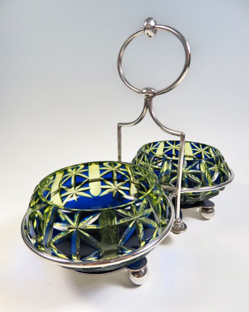 STEVENS AND WILLIAMS 2 COLOUR URANIUM GLASS PRESERVE POTS - ADDITIONAL PHOTO 4