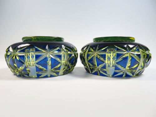 STEVENS AND WILLIAMS 2 COLOUR URANIUM GLASS PRESERVE POTS - ADDITIONAL PHOTO 6