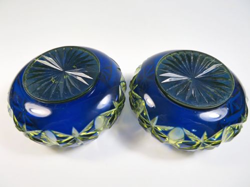 STEVENS AND WILLIAMS 2 COLOUR URANIUM GLASS PRESERVE POTS - ADDITIONAL PHOTO 7