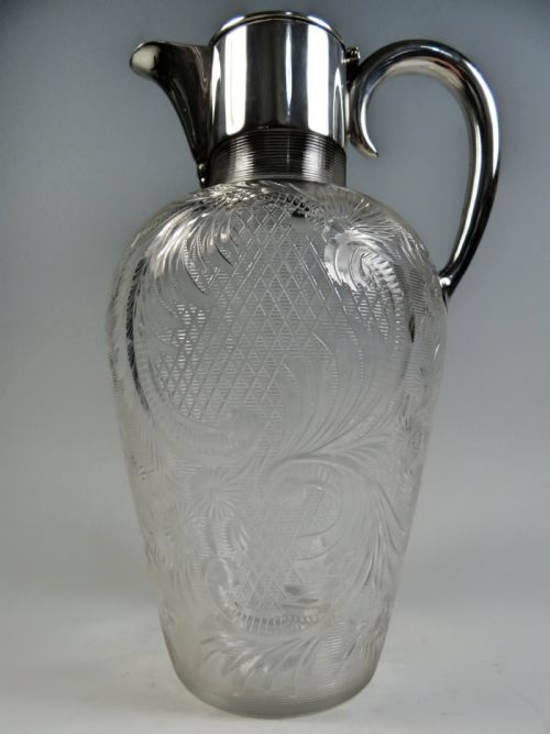STEVENS AND WILLIAMS INTAGLIO CUT THREADED GLASS CLARET JUG - ADDITIONAL PHOTO 1