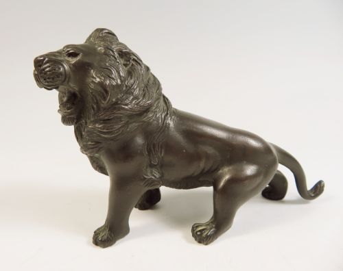 japanese meiji period bronze okimono of a lion by seiya - CATEGORY: ANTIQUE METAL - DATED 1890