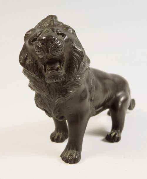 JAPANESE MEIJI PERIOD BRONZE OKIMONO OF A LION BY SEIYA - ADDITIONAL PHOTO 5