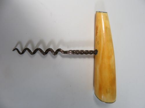 1909 HALLMARKED SILVER MOUNTED MARINE IVORY CORKSCREW - ADDITIONAL PHOTO 2