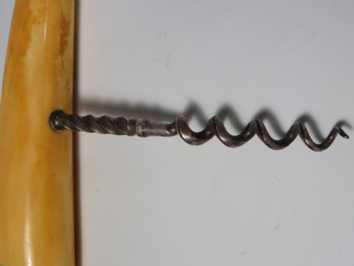 1909 HALLMARKED SILVER MOUNTED MARINE IVORY CORKSCREW - ADDITIONAL PHOTO 4