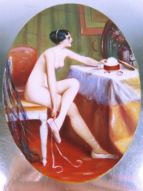 STERLING SILVER EROTIC ENAMEL CIGARETTE CASE - ADDITIONAL PHOTO 1