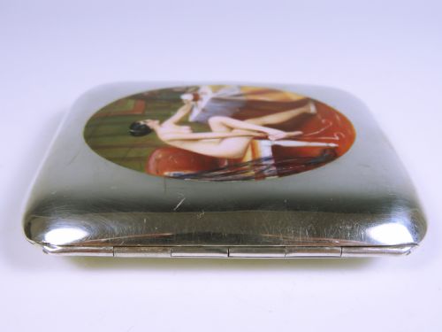 STERLING SILVER EROTIC ENAMEL CIGARETTE CASE - ADDITIONAL PHOTO 3