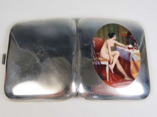 STERLING SILVER EROTIC ENAMEL CIGARETTE CASE - ADDITIONAL PHOTO 4