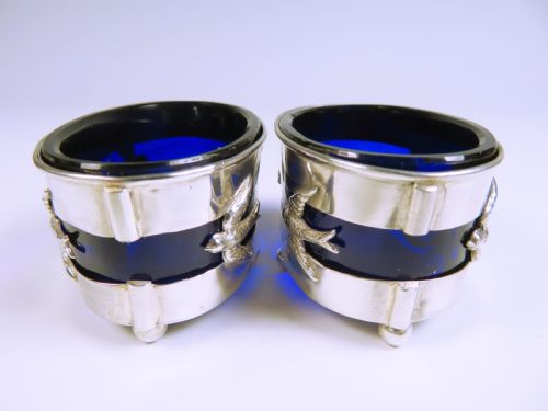 PAIR OF ENGLISH HALLMARKED SILVER GLASS LINED SALT CELLARS - ADDITIONAL PHOTO 1