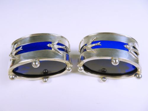 PAIR OF ENGLISH HALLMARKED SILVER GLASS LINED SALT CELLARS - ADDITIONAL PHOTO 4