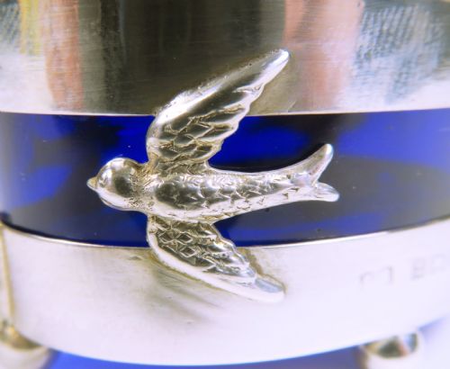 PAIR OF ENGLISH HALLMARKED SILVER GLASS LINED SALT CELLARS - ADDITIONAL PHOTO 6