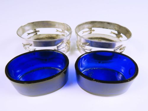 PAIR OF ENGLISH HALLMARKED SILVER GLASS LINED SALT CELLARS - ADDITIONAL PHOTO 7