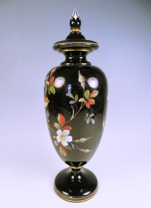 HARRACH BLACK GLASS VASE AND COVER - ADDITIONAL PHOTO 1