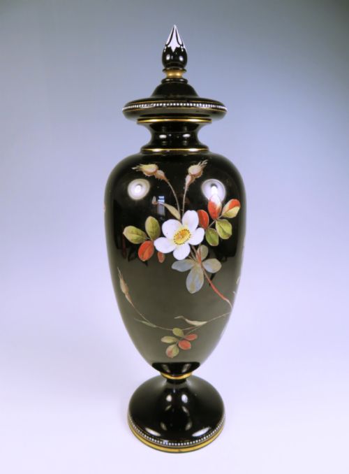 HARRACH BLACK GLASS VASE AND COVER - ADDITIONAL PHOTO 2