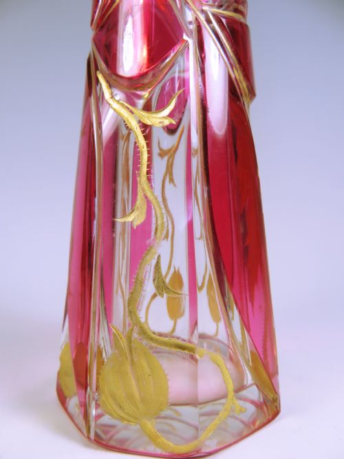 BOHEMIAN FLASHED CRANBERRY GLASS CLARET JUG - ADDITIONAL PHOTO 4