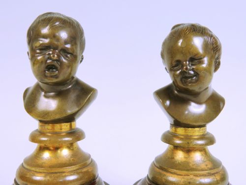 PAIR OF FRENCH BRONZE BUSTS COMEDY AND TRAGEDY - ADDITIONAL PHOTO 2