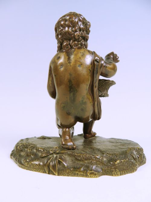 19TH C FRENCH BRONZE PUTTO WITH BASKET - ADDITIONAL PHOTO 4