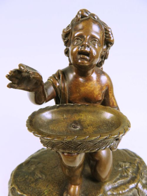 19TH C FRENCH BRONZE PUTTO WITH BASKET - ADDITIONAL PHOTO 5