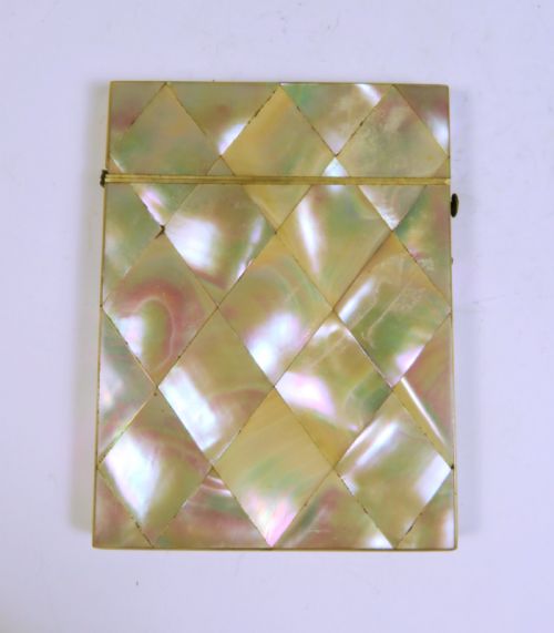 victorian checkered mother of pearl card case - CATEGORY: ANTIQUE MISCELLANEOUS - DATED 1900