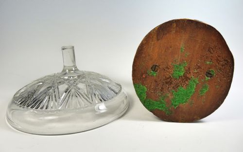 BLACK FOREST CARVED WOOD CUT GLASS TAZZA - ADDITIONAL PHOTO 6