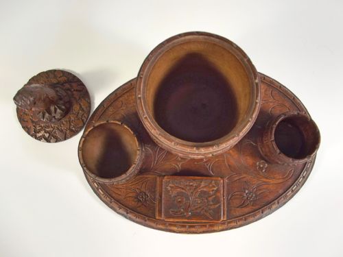 BLACK FOREST CARVED WOOD OWL SMOKERS STAND - ADDITIONAL PHOTO 8
