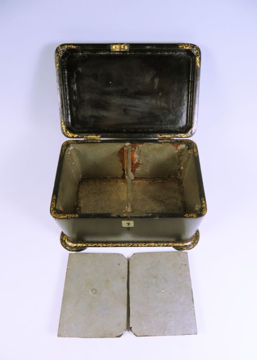 VICTORIAN MOTHER OF PEARL PAPIER MACHE TEA CADDY - ADDITIONAL PHOTO 4
