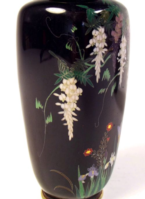 PAIR JAPANESE MEIJI PERIOD CLOISONNE ENAMEL VASES - ADDITIONAL PHOTO 5