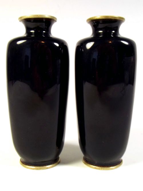 PAIR JAPANESE MEIJI PERIOD CLOISONNE ENAMEL VASES - ADDITIONAL PHOTO 6
