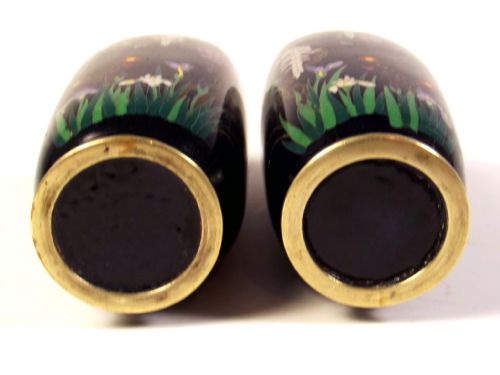 PAIR JAPANESE MEIJI PERIOD CLOISONNE ENAMEL VASES - ADDITIONAL PHOTO 8