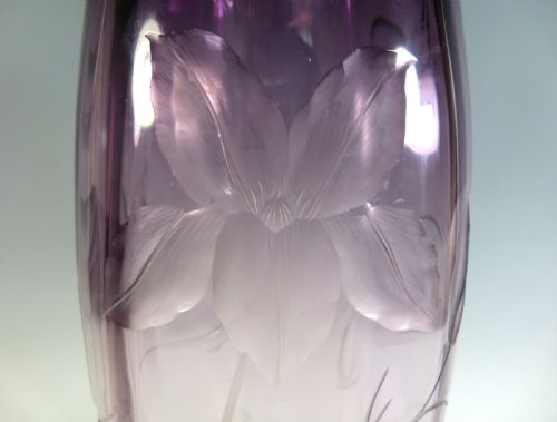 HUGE MOSER INTAGLIO CUT GLASS VASE - ADDITIONAL PHOTO 7