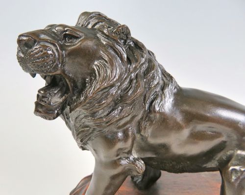 JAPANESE BRONZE LION ON STAND GENRYUSAI SEIYA - ADDITIONAL PHOTO 1