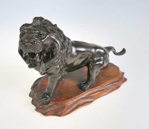 JAPANESE BRONZE LION ON STAND GENRYUSAI SEIYA - ADDITIONAL PHOTO 4