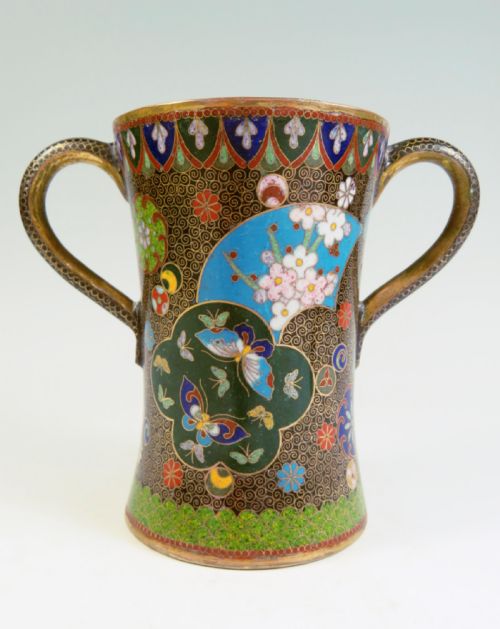JAPANESE MEIJI PERIOD CLOISONNE ENAMEL BEAKER VASE TAKAHARA KOMAJIRO - ADDITIONAL PHOTO 1