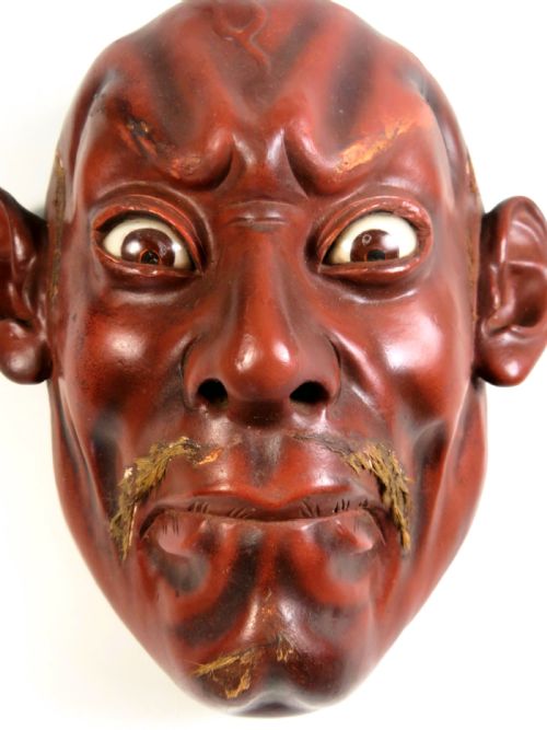 JAPANESE MEIJI PERIOD LIFE SIZE LACQUER NOH MASK - ADDITIONAL PHOTO 1
