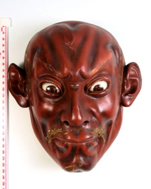 JAPANESE MEIJI PERIOD LIFE SIZE LACQUER NOH MASK - ADDITIONAL PHOTO 5