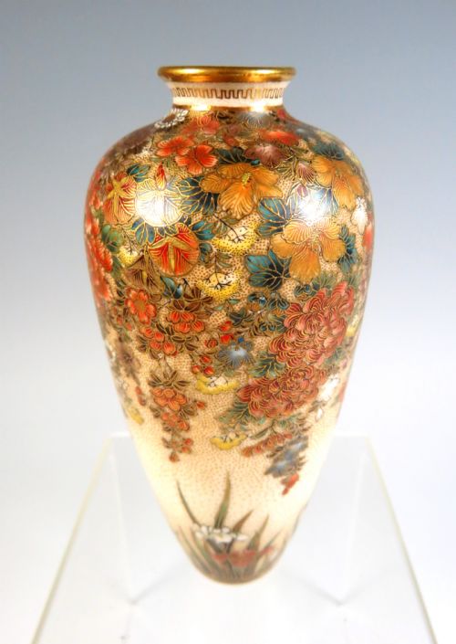 JAPANESE SATSUMA POTTERY VASE BY SEIKOZAN - ADDITIONAL PHOTO 1