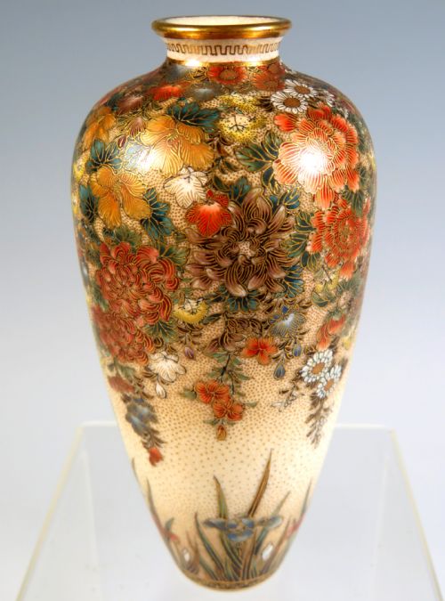 JAPANESE SATSUMA POTTERY VASE BY SEIKOZAN - ADDITIONAL PHOTO 3