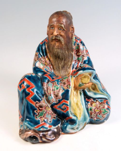 japanese goso blue kutani figurine - CATEGORY: ANTIQUE CERAMICS - DATED 1890